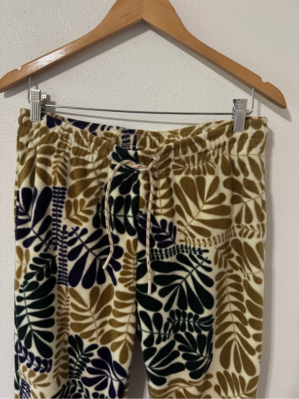 Parks Project Big Sur Ferns Polar Fleece Joggers Tan Green Purple Drawstring-M - Picture 4 of 12
